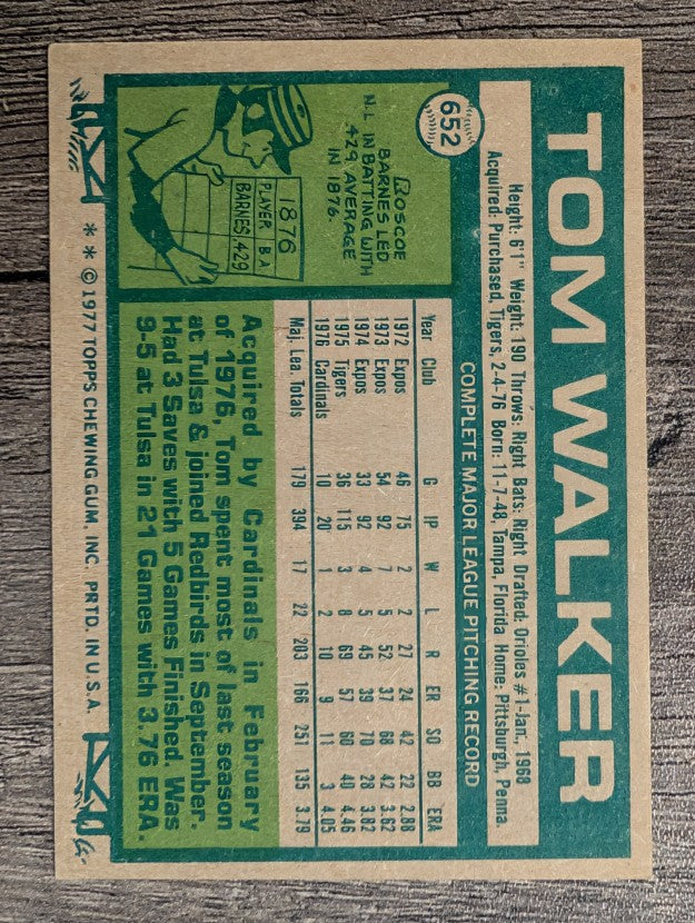 1977 Topps #652 Tom Walker (EXMT)
