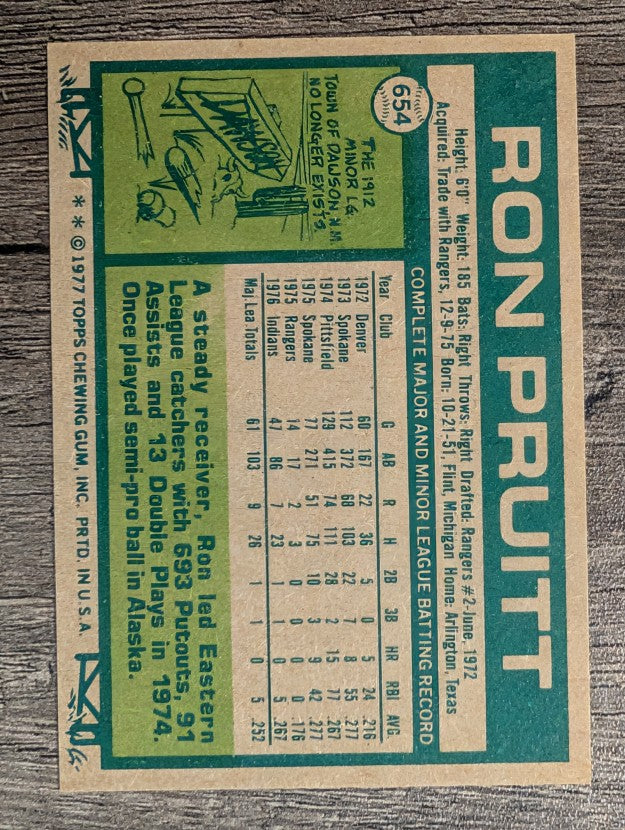 1977 Topps #654 Ron Pruitt RC (NM)