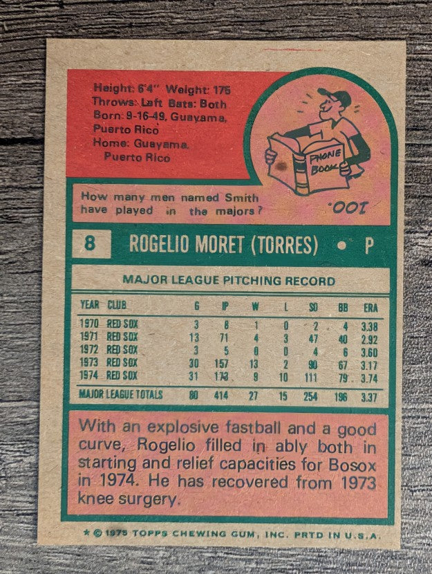 1975 Topps Mini #8 Rogelio Moret (EX)