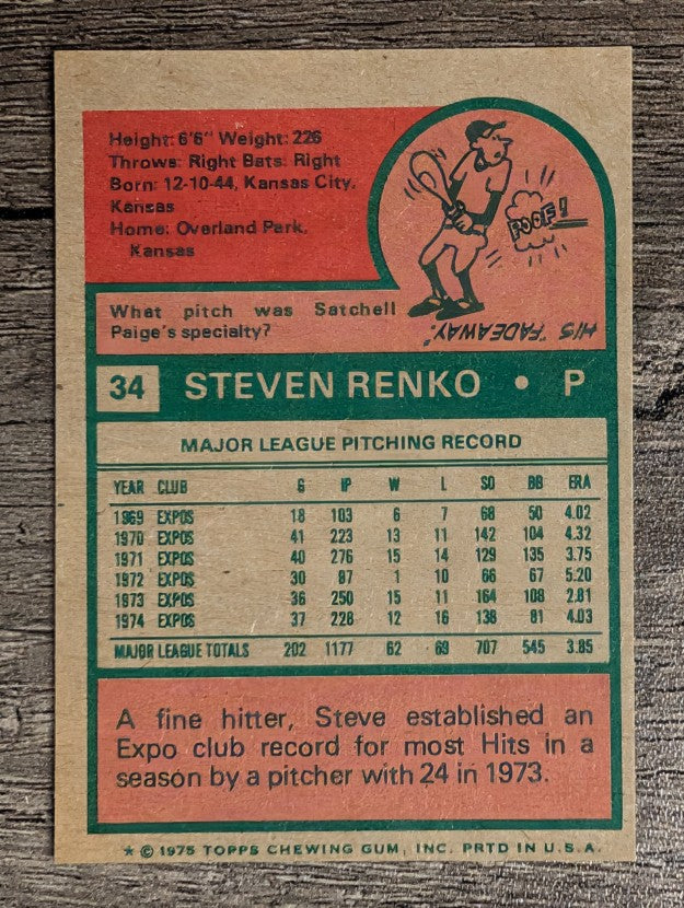 1975 Topps Mini #34 Steve Renko (EXMT)