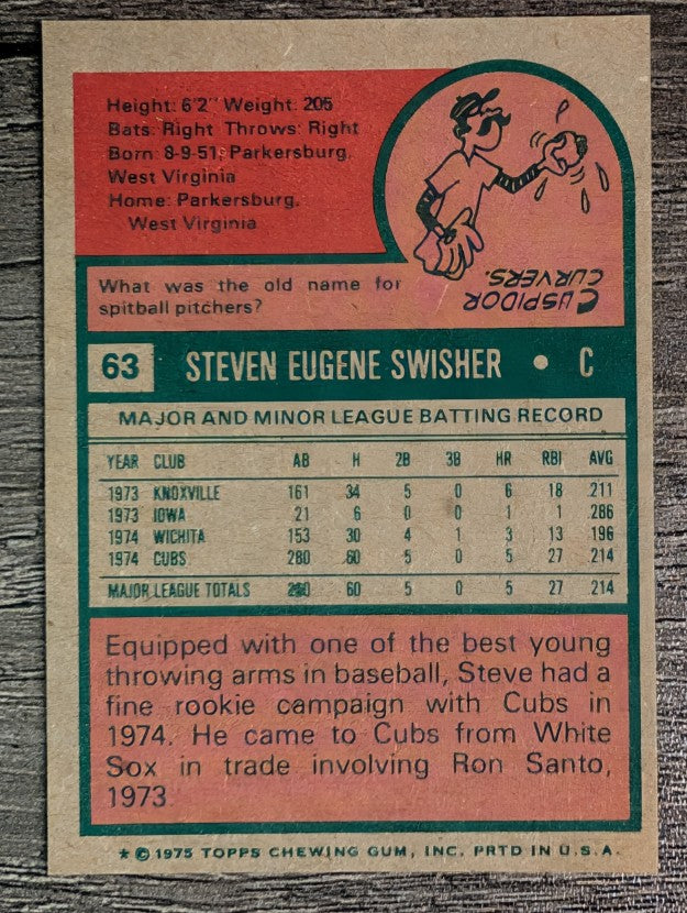 1975 Topps Mini #63 Steve Swisher RC (NM)