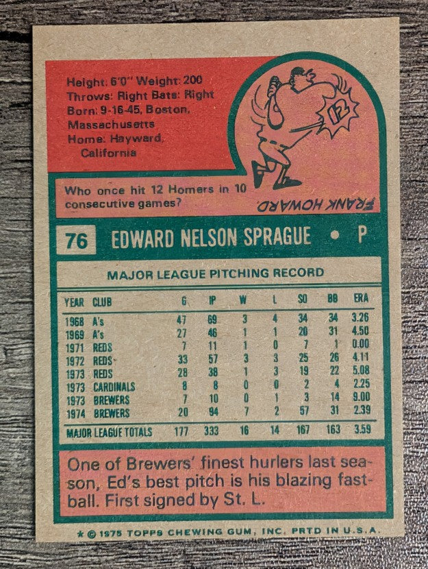 1975 Topps Mini #76 Ed Sprague (NM)