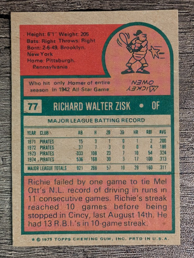 1975 Topps Mini #77 Richie Zisk (EXMT)