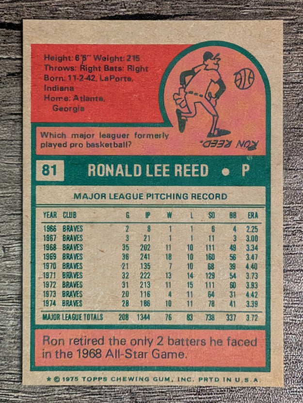 1975 Topps Mini #81 Ron Reed (NM)