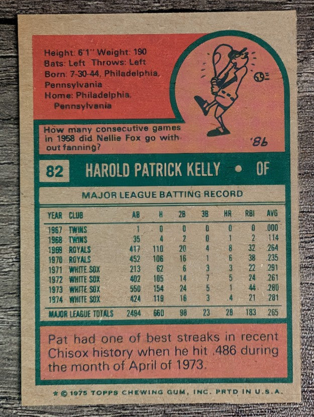 1975 Topps Mini #82 Pat Kelly (NMMT)