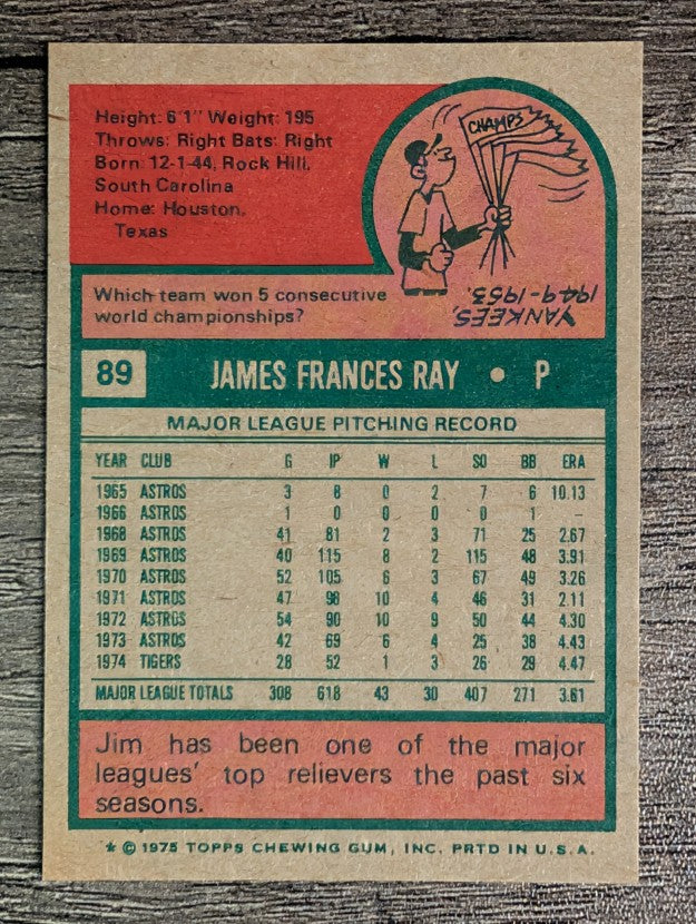 1975 Topps Mini #89 Jim Ray (NMMT)