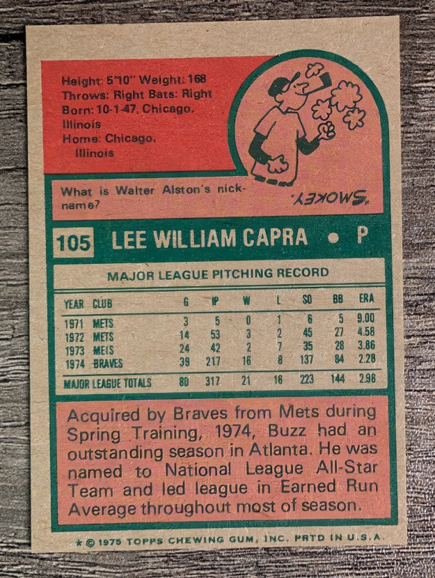 1975 Topps Mini #105 Buzz Capra (EXMT)