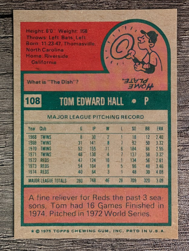 1975 Topps Mini #108 Tom Hall (NM)