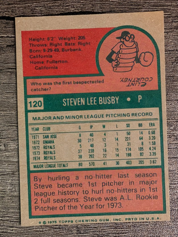 1975 Topps Mini #120 Steve Busby (NM)