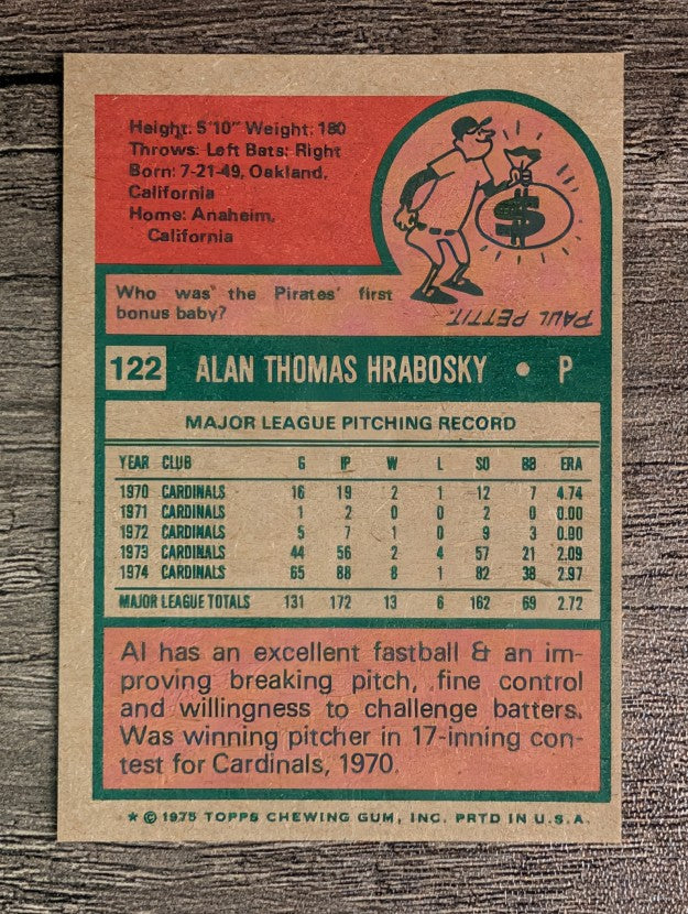 1975 Topps Mini #122 Al Hrabosky (EXMT)