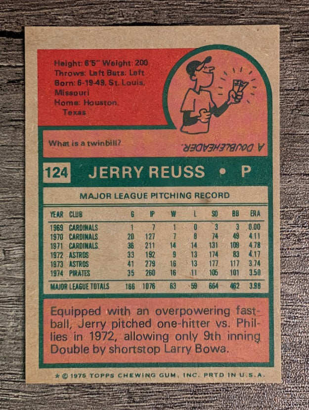 1975 Topps Mini #124 Jerry Reuss (NM)