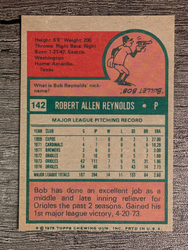 1975 Topps Mini #142 Bob Reynolds (EXMT)