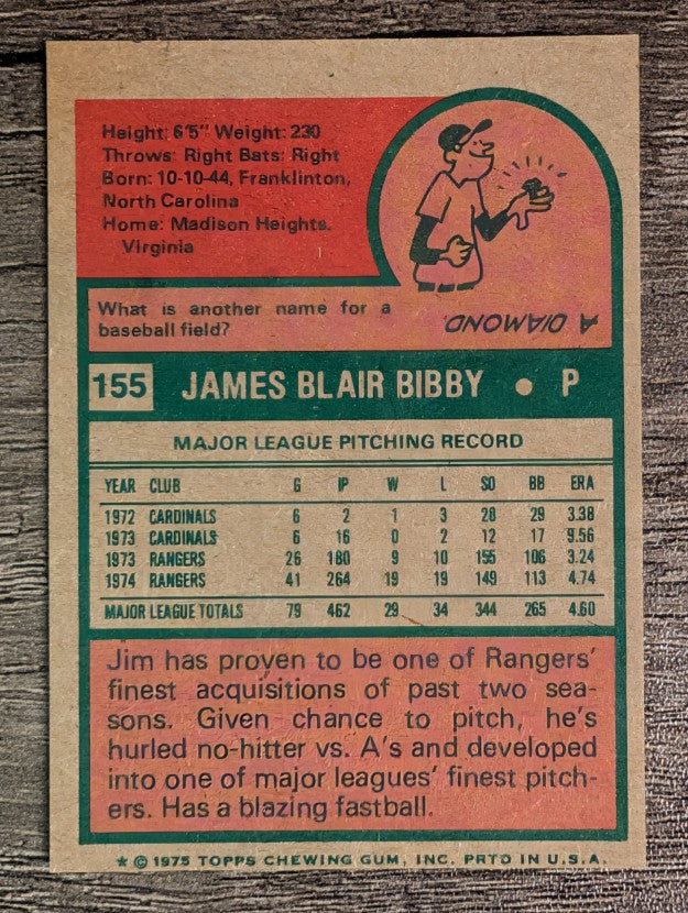 1975 Topps Mini #155 Jim Bibby (EXMT)