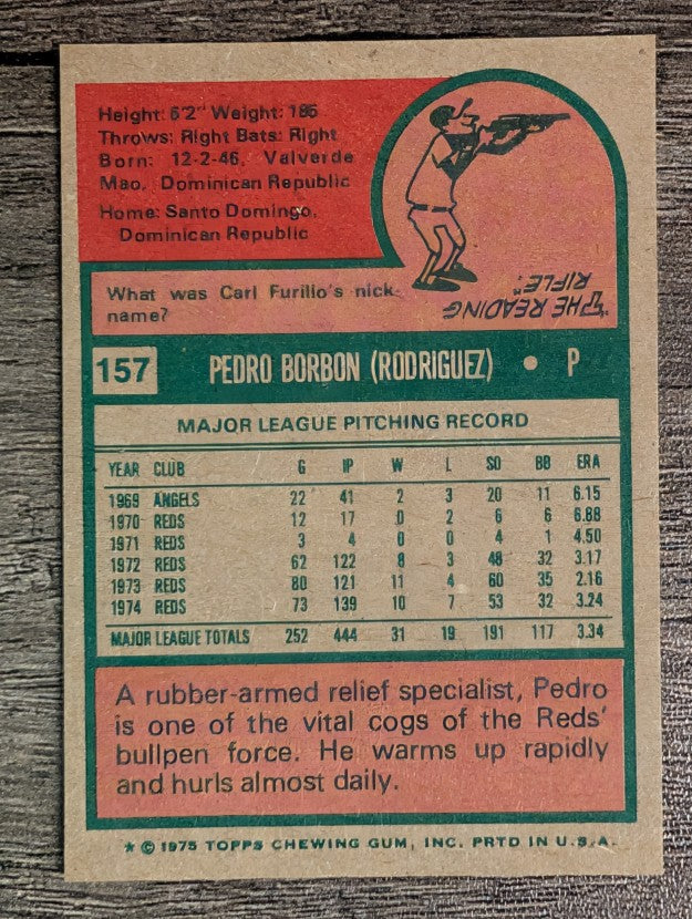 1975 Topps Mini #157 Pedro Borbon (NMMT)