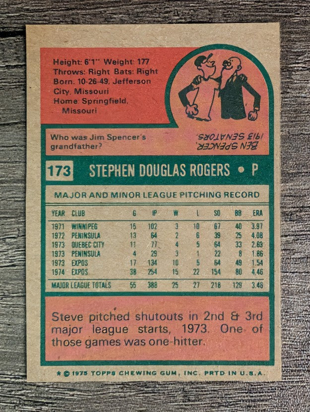 1975 Topps Mini #173 Steve Rogers (EXMT)