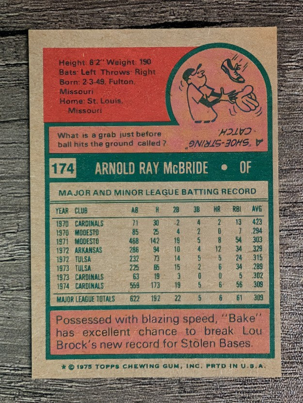 1975 Topps Mini #174 Bake McBride (EXMT)