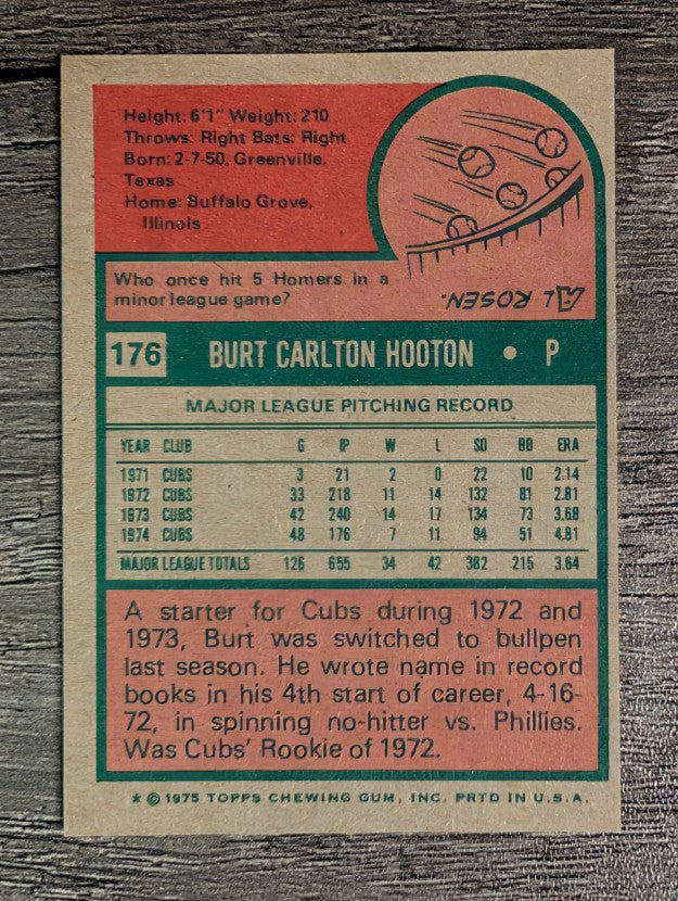 1975 Topps Mini #176 Burt Hooton (EXMT)