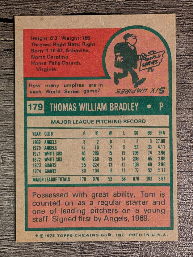 1975 Topps Mini #179 Tom Bradley (EXMT)