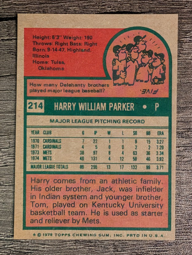 1975 Topps Mini #214 Harry Parker (EXMT)