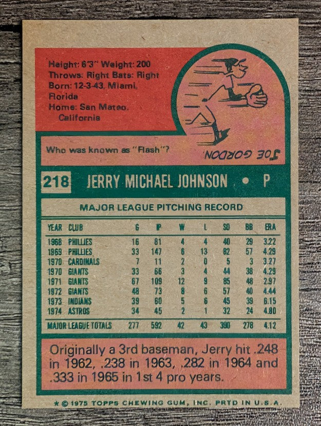 1975 Topps Mini #218 Jerry Johnson (EXMT)