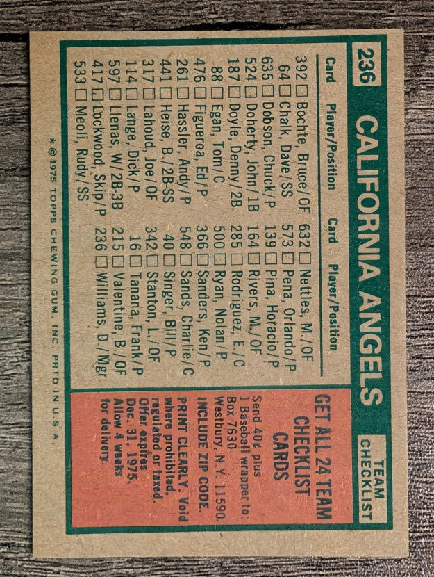 1975 Topps Mini #236 California Angels CL/Dick Williams MG (EXMT)