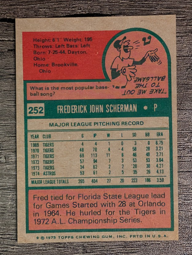 1975 Topps Mini #252 Fred Scherman (EXMT)