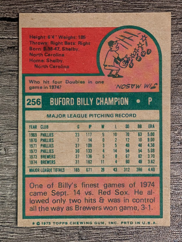 1975 Topps Mini #256 Billy Champion (EXMT)