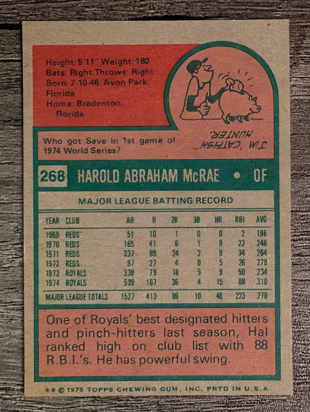 1975 Topps Mini #268 Hal McRae (NM)
