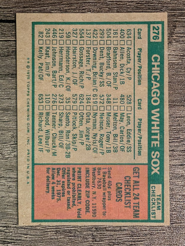 1975 Topps Mini #276 Chicago White Sox CL/Chuck Tanner MG (NMMT)