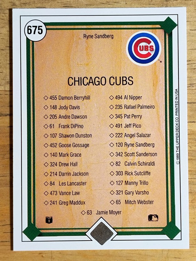 1989 Upper Deck #675 Ryne Sandberg TC