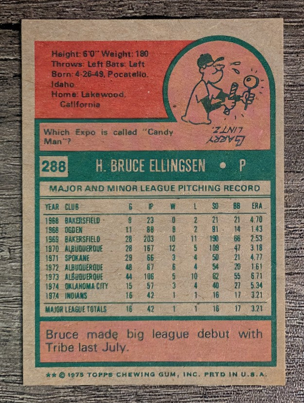 1975 Topps Mini #288 Bruce Ellingsen RC (EXMT)