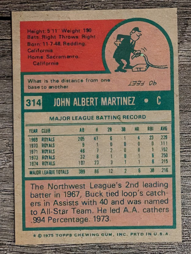 1975 Topps Mini #314 Buck Martinez (NM)