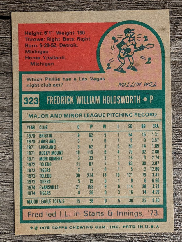 1975 Topps Mini #323 Fred Holdsworth (EXMT)