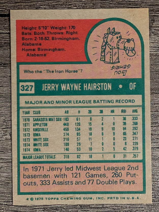 1975 Topps Mini #327 Jerry Hairston (NM)