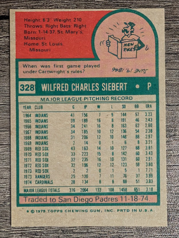 1975 Topps Mini #328 Sonny Siebert (EXMT)