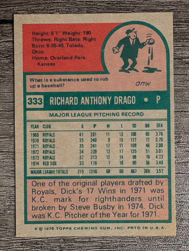 1975 Topps Mini #333 Dick Drago (NM)