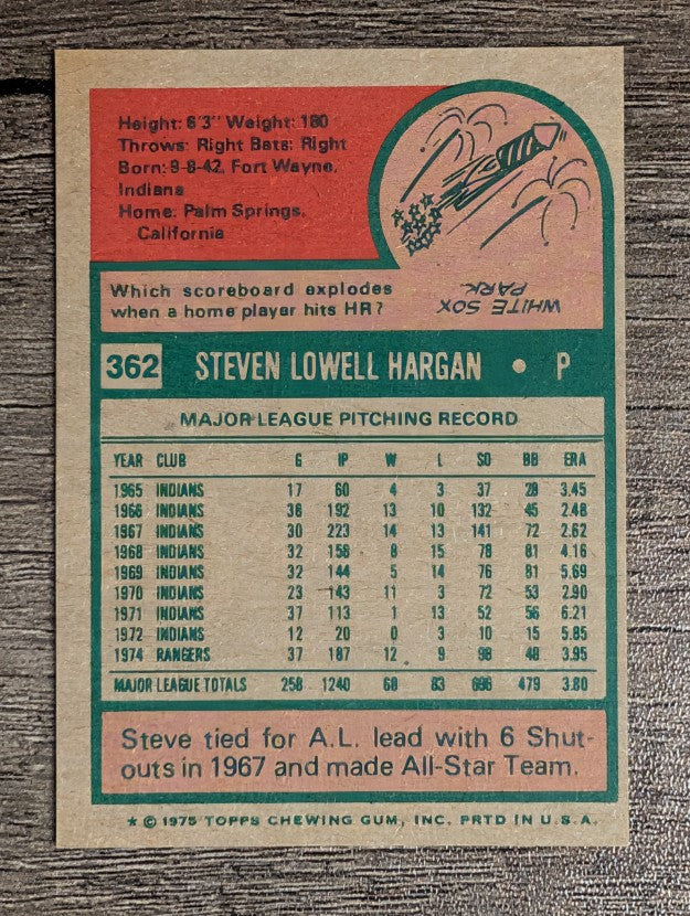 1975 Topps Mini #362 Steve Hargan (EXMT)