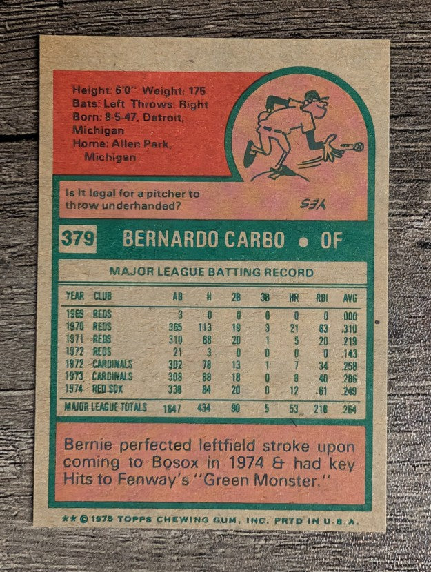1975 Topps Mini #379 Bernie Carbo (NM)