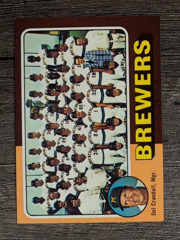 1975 Topps Mini #384 Milwaukee Brewers CL/Del Crandall MG (NM)