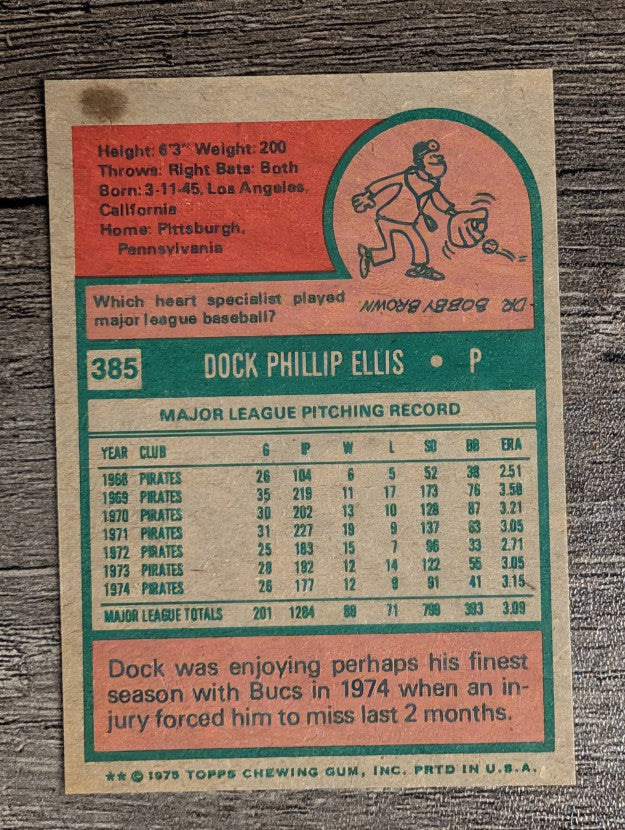 1975 Topps Mini #385 Dock Ellis (NM)