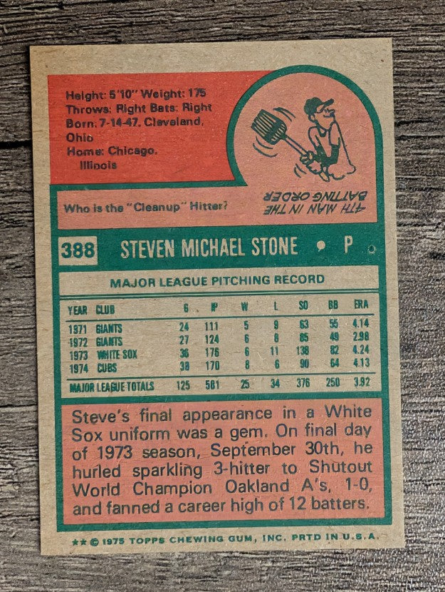 1975 Topps Mini #388 Steve Stone (NM)