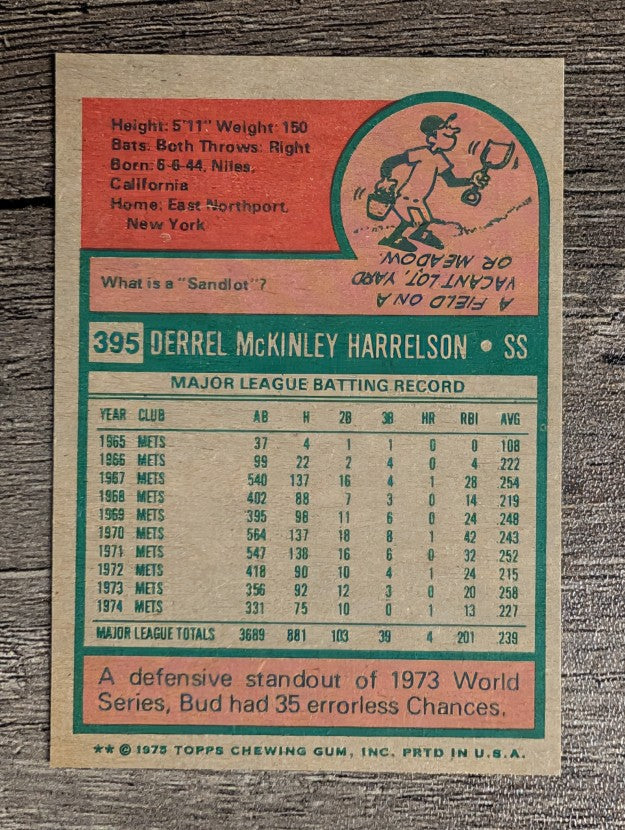 1975 Topps Mini #395 Bud Harrelson (EXMT)