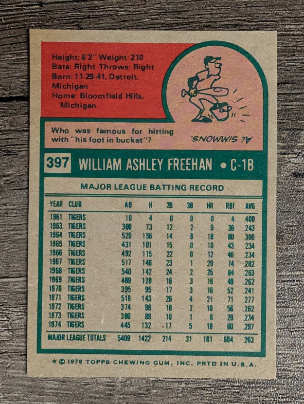 1975 Topps Mini #397 Bill Freehan (NM)