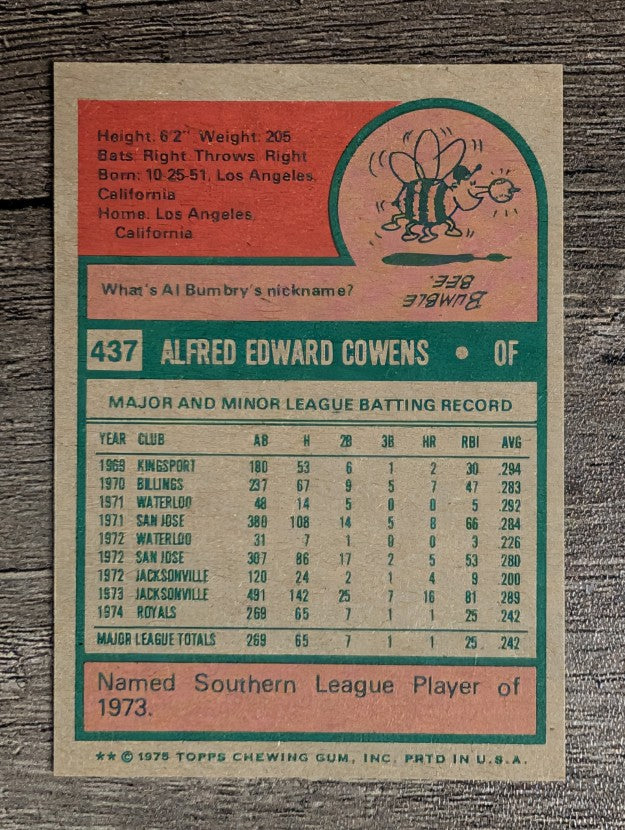 1975 Topps Mini #437 Al Cowens RC (EXMT)