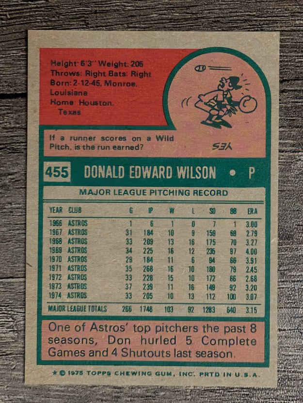 1975 Topps Mini #455 Don Wilson (EXMT)
