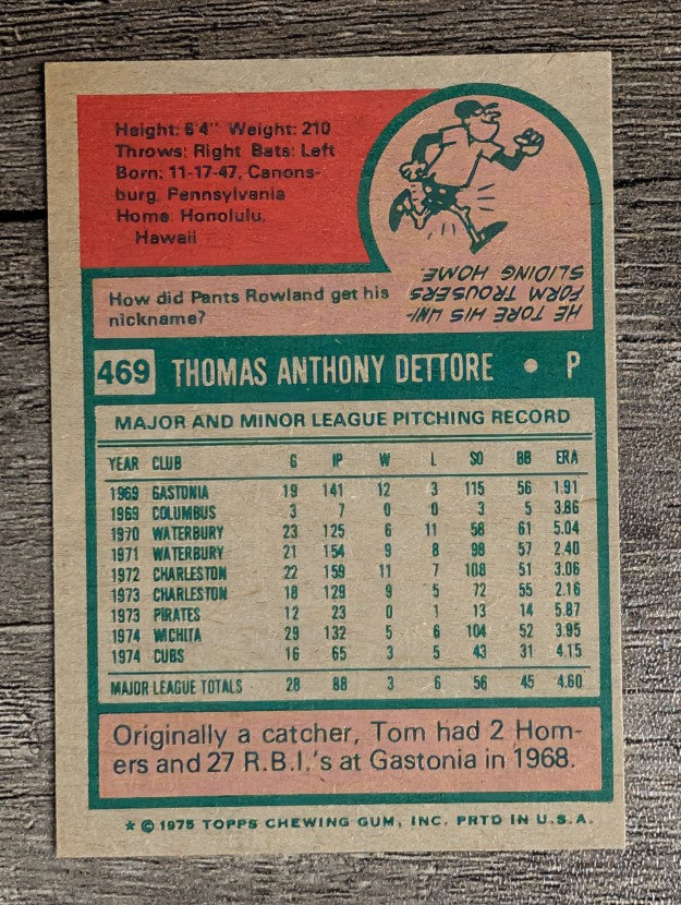 1975 Topps Mini #469 Tom Dettore RC (NM)