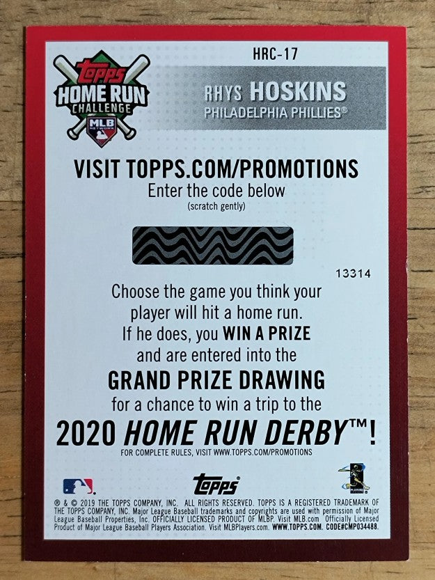 2019 Topps Home Run Challenge #HRC17 Rhys Hoskins