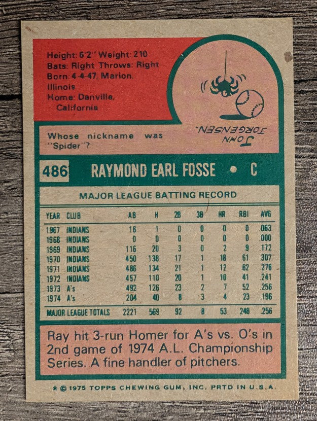 1975 Topps Mini #486 Ray Fosse (NM)