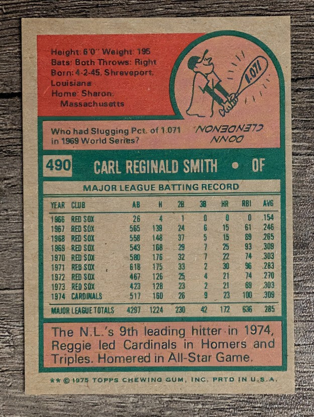 1975 Topps Mini #490 Reggie Smith (EX)