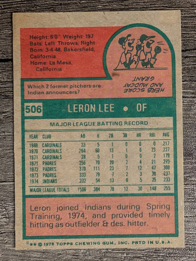 1975 Topps Mini #506 Leron Lee (VGEX)